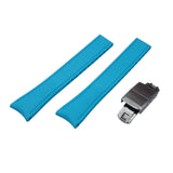 20mm, 22mm Curved End Sky Blue FKM Rubber CTS Watch Strap, Quick Release Spring Bars