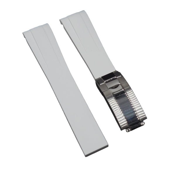 20mm, 22mm Curved End White FKM Rubber Watch Strap For Tudor Black Bay 41 / BB58 / BB54