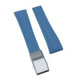 20mm, 22mm Ladder Step Pattern Steel Blue Rubber CTS Watch Strap, Quick Release Spring Bars