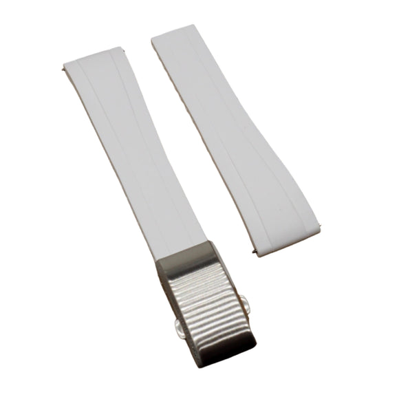20mm, 22mm Ladder Step Pattern White Rubber CTS Watch Strap, Quick Release Spring Bars