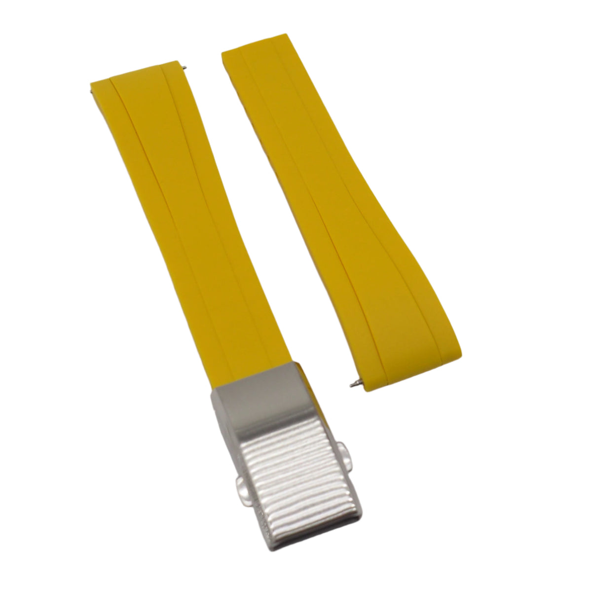 20mm, 22mm Ladder Step Pattern Yellow Rubber CTS Watch Strap, Quick Re ...