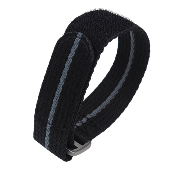 20mm, 22mm Military Style Multi Color in Single Line Nylon Watch Strap For Tudor, Black & Gray, Velcro Style