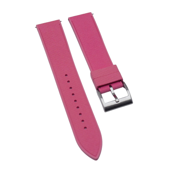 20mm, 22mm Mosaic Pattern Pink FKM Rubber Watch Strap, Quick Release Spring Bars