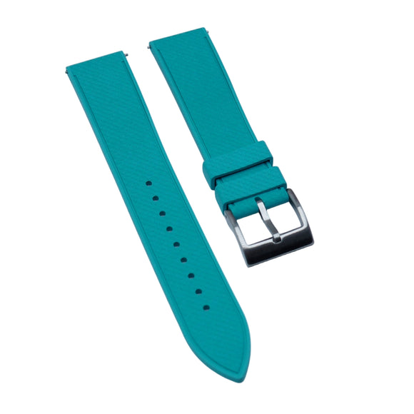 20mm, 22mm Mosaic Pattern Tiffany Blue FKM Rubber Watch Strap, Quick Release Spring Bars