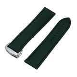 20mm, 22mm Omega Style Sailcloth Texture Blackish Green FKM Rubber Watch Strap, Quick Release Spring Bars