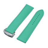 20mm, 22mm Omega Style Sailcloth Texture Indian Ocean Green FKM Rubber Watch Strap, Quick Release Spring Bars