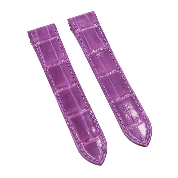 20mm, 23mm Lavender Violet Alligator Leather Watch Strap For Cartier Santos