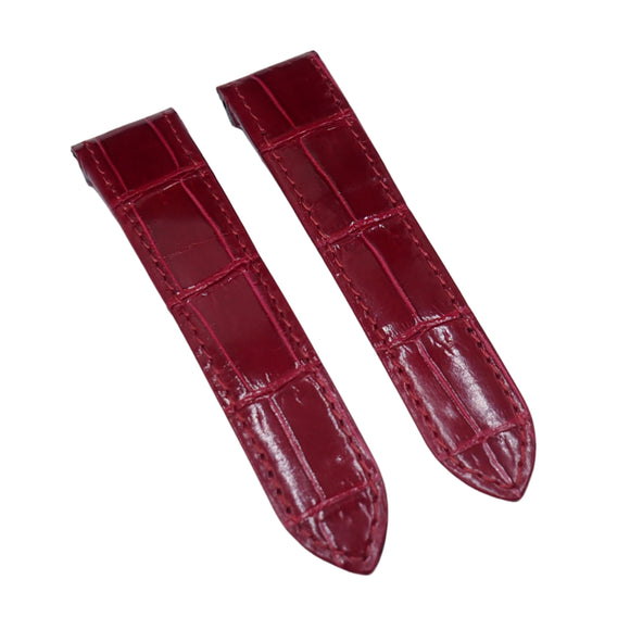 20mm, 23mm Red Alligator Leather Watch Strap For Cartier Santos