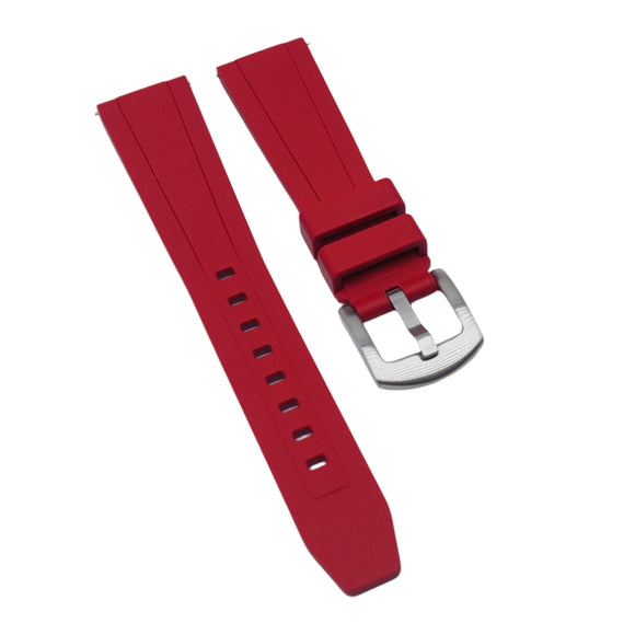 20mm, 24mm Red Rubber Slim Watch Strap, Quick Release Spring Bars