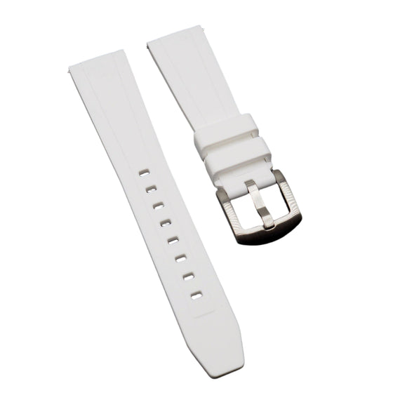 20mm, 24mm White Rubber Slim Watch Strap, Quick Release Spring Bars