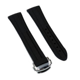 20mm Black Curved End FKM Rubber Watch Strap For Omega Speedmaster Moonwatch Professional