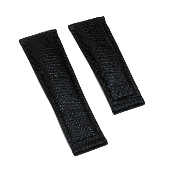 20mm Black Lizard Leather Watch Strap For Rolex