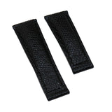 20mm Black Lizard Leather Watch Strap For Rolex