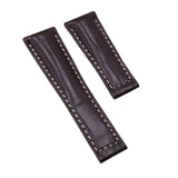 20mm Brown Alligator Leather Watch Strap, White Stitching For Rolex
