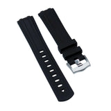 20mm Curved End Black FKM Rubber Watch Strap For Omega Seamaster Diver 300