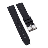 20mm Curved End Black Vulcanized FKM Rubber Watch Strap For Rolex, Omega and MoonSwatch