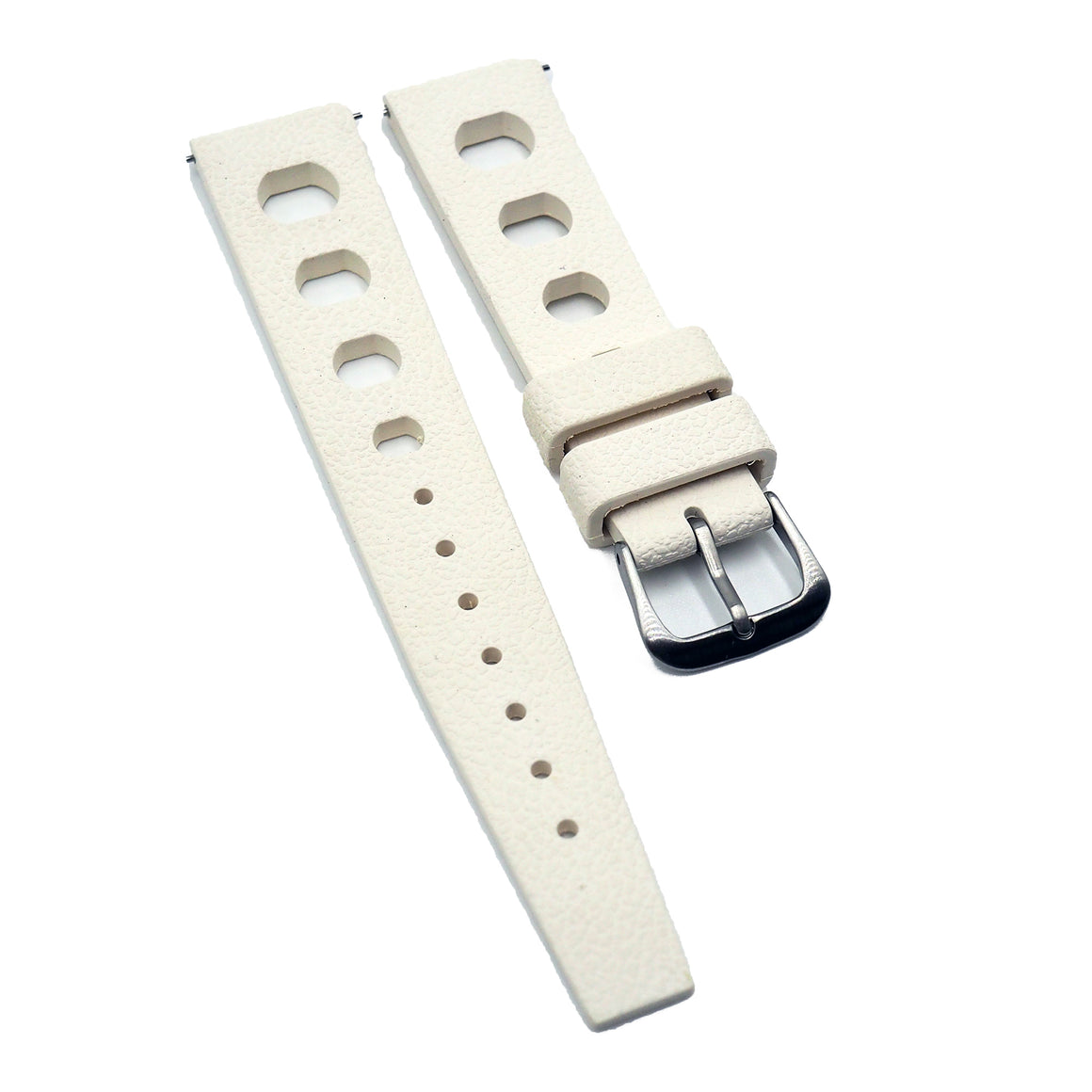 20mm Rally Style Retro Large Holes White FKM Rubber Watch Strap, Quick ...