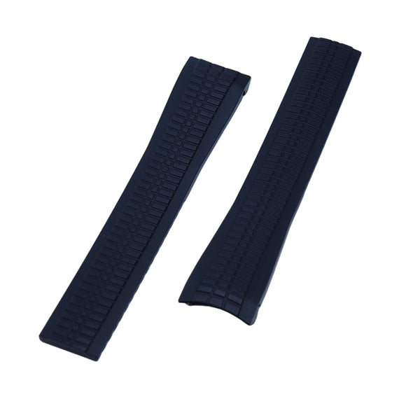 21mm, 22mm Curved End Navy Blue FKM Rubber Watch Strap For Patek Philippe Aquanaut