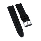 21mm, 23mm Wheel Grain Black FKM Rubber Watch Strap For Chopard Mille Miglia