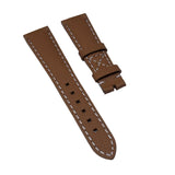 21mm Brown Litchi Grain Calf Leather Watch Strap For Patek Philippe Calatrava Pilot Travel Time