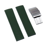 21mm Curved End Army Green FKM Rubber Watch Strap For Longines HydroConquest 41mm