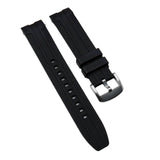 21mm Curved End Black FKM Rubber Watch Strap For Longines HydroConquest 41mm, Quick Release Spring Bars