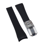 21mm Curved End Black FKM Rubber Watch Strap For Tudor Black Bay 41