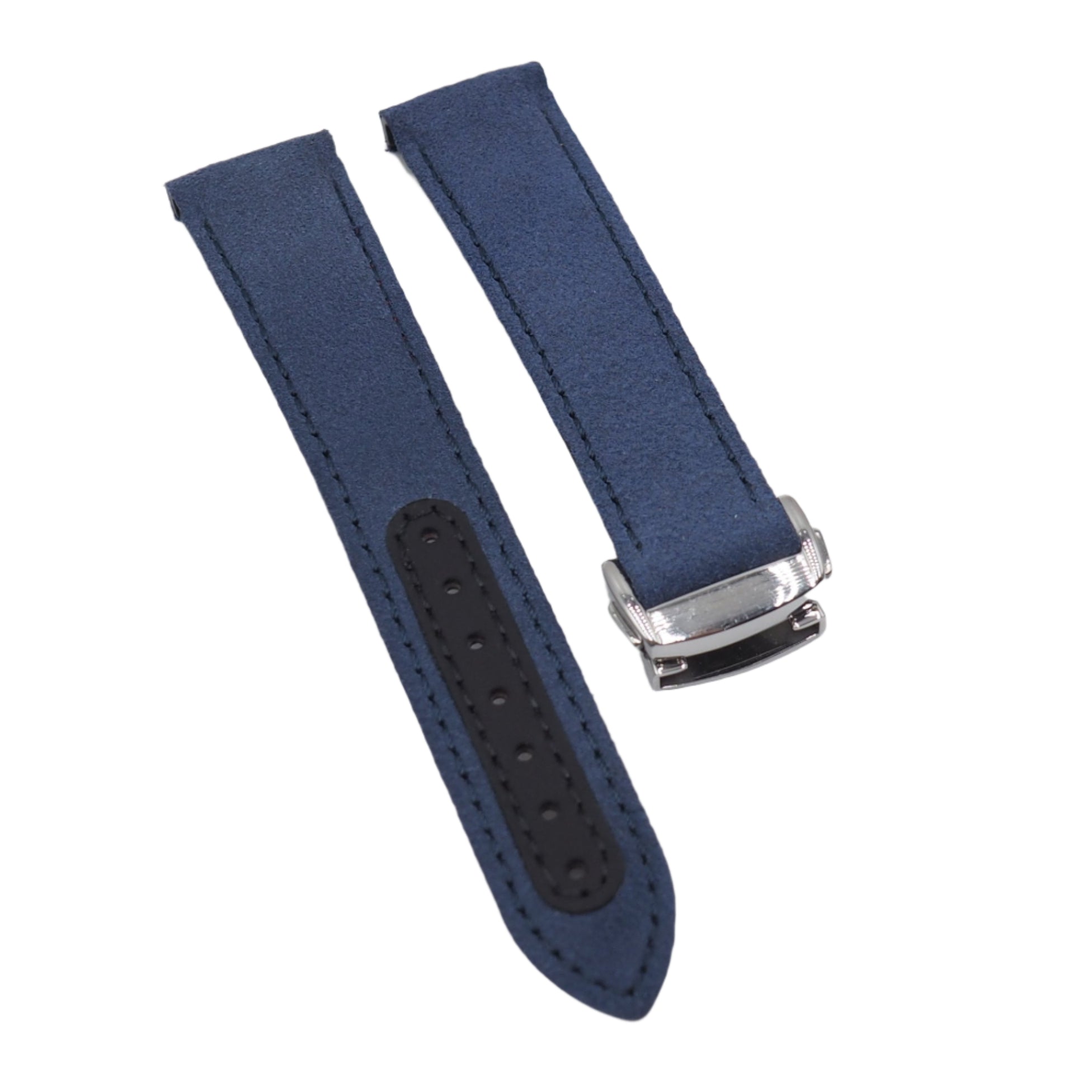 21mm Curved End Blue Suede Leather Watch Strap For Omega – Revival