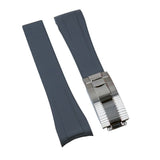 21mm Curved End Grey FKM Rubber Watch Strap For Tudor Black Bay 41