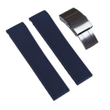 21mm Curved End Navy Blue FKM Rubber Watch Strap For Longines HydroConquest 41mm