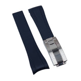 21mm Curved End Navy Blue FKM Rubber Watch Strap For Tudor Black Bay 41