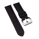 22mm, 24mm, 26mm Black Sailcloth Watch Strap For Panerai, Red Stitching