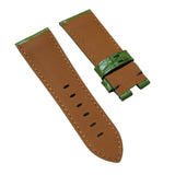 22mm, 24mm, 26mm Semi-Mat Pickle Green Alligator Leather Watch Strap For Panerai