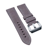 22mm, 24mm Italy Art Jeans Calf Leather Watch Strap, Orchid Pink, White Stitching For Panerai