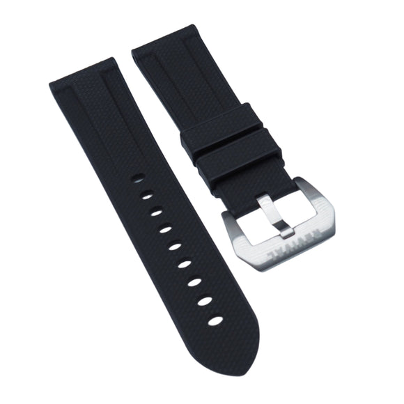 22mm, 24mm Nylon Grain Black FKM Rubber Watch Strap For Panerai