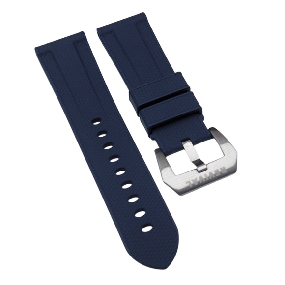 22mm, 24mm Nylon Grain Navy Blue FKM Rubber Watch Strap For Panerai