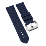 22mm, 24mm Nylon Grain Navy Blue FKM Rubber Watch Strap For Panerai
