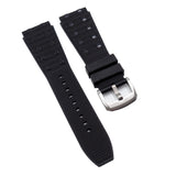 22mm, 24mm Rouleaux Style Black FKM Rubber Watch Strap For Breitling Chronomat