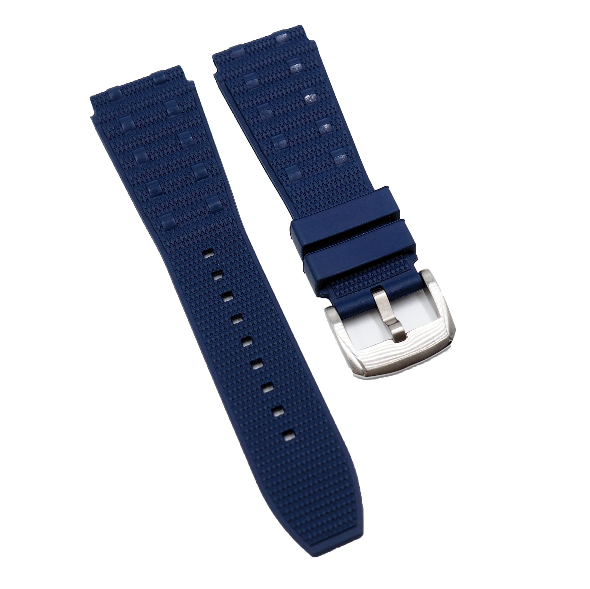 22mm, 24mm Rouleaux Style Navy Blue FKM Rubber Watch Strap For