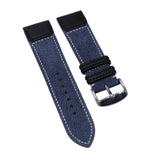 22mm Blue Italy Art Jeans Calf Leather Watch Strap For Jaeger-LeCoultre Reverso