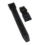 22mm Pilot Style Brown Italy Calf Leather Watch Strap For IWC, Rivet Lug, Semi Square Tail