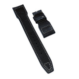22mm Pilot Style Dark Gray Alligator Embossed Calf Leather Watch Strap For IWC, Rivet Lug, Semi Square Tail