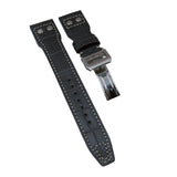 22mm Pilot Style Dark Gray Alligator Embossed Calf Leather Watch Strap For IWC, Rivet Lug, Semi Square Tail