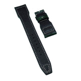 22mm Pilot Style Dark Green Alligator Embossed Calf Leather Watch Strap For IWC, Rivet Lug, Semi Square Tail