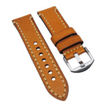 23mm Marmalade Orange Calf Leather Watch Strap, Wide Stitching