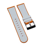23mm Straight Grain Dual Color White & Orange FKM Rubber Watch Strap For Blancpain Fifty Fathoms