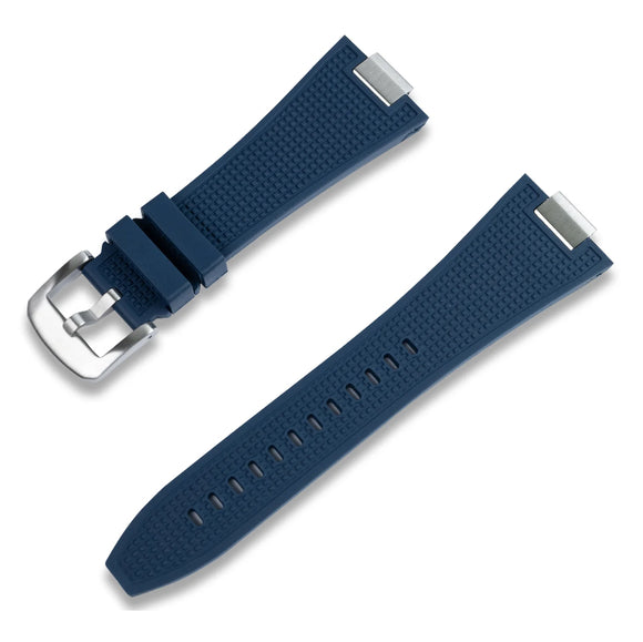 Crafter Blue 12mm Navy Blue FKM Rubber Watch Strap For Tissot PRX, Quick Release Spring Bars