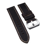 24mm, 26mm Dark Brown Litchi Grain Calf Leather Watch Strap