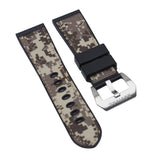 24mm, 26mm Hybrid Camouflage Brown Nylon Rubber Watch Strap For Panerai