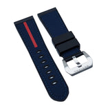 24mm, 26mm Hybrid Navy Blue Nylon Rubber Watch Strap For Panerai